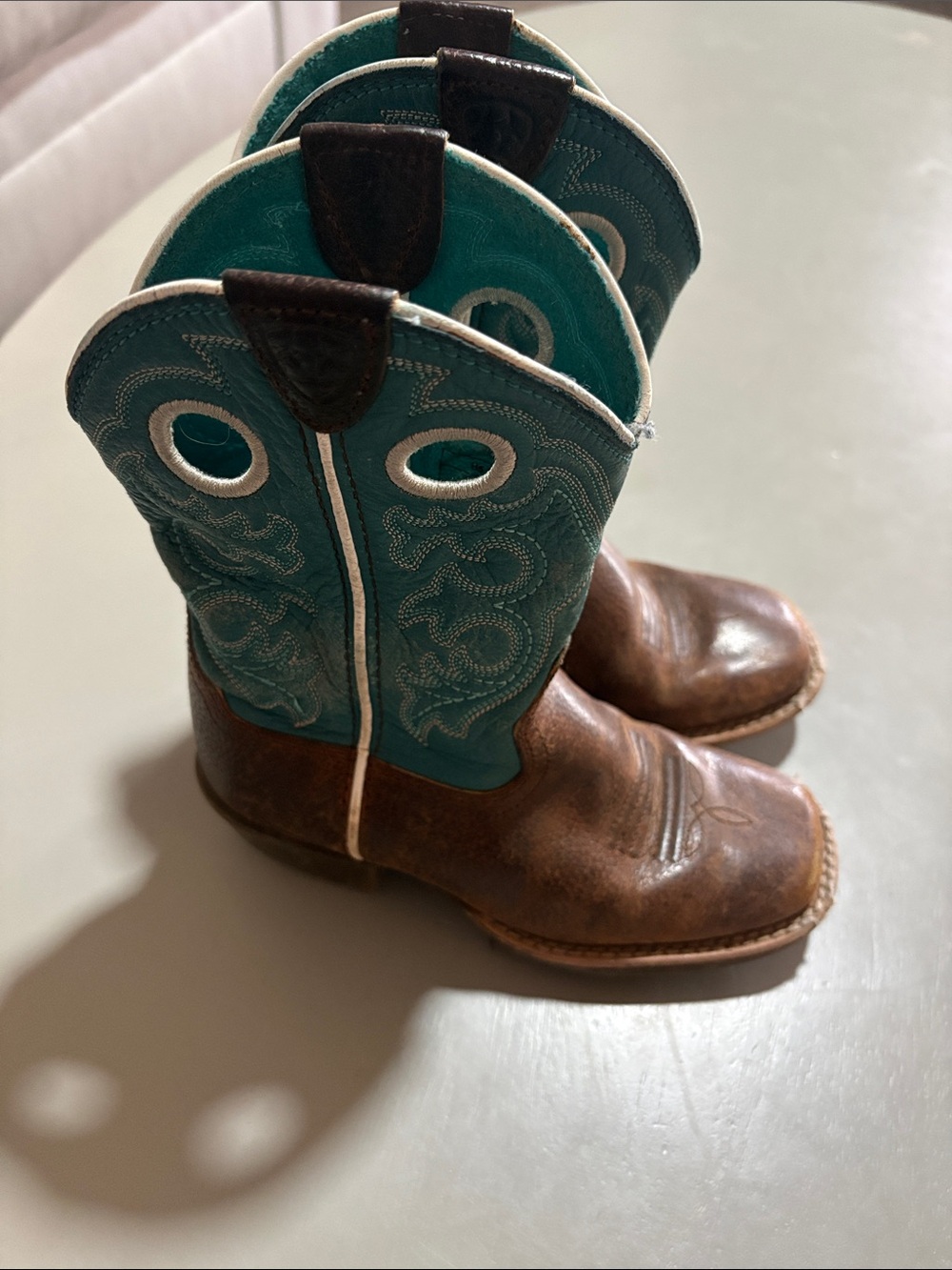 Ariat Teal and Brown Kids Western Pull-On Boots